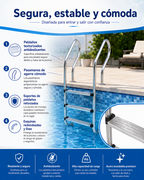 Peldaños de barandilla de piscina; peldaños para entrar en la piscina
