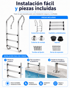 Peldaños de barandilla de piscina; peldaños para entrar en la piscina