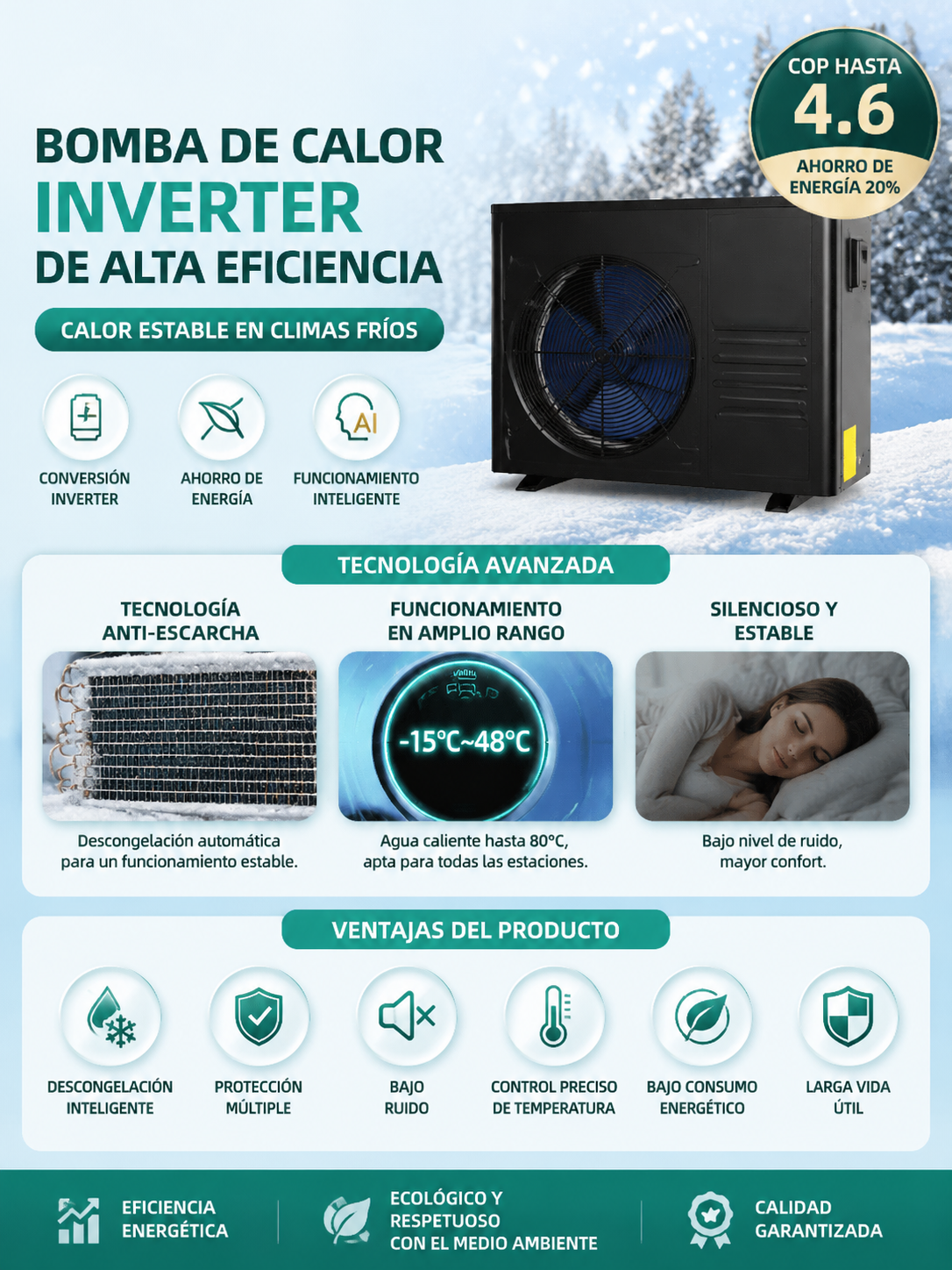 Heating and temperature control equipment for spa pools: air-source heat pumps